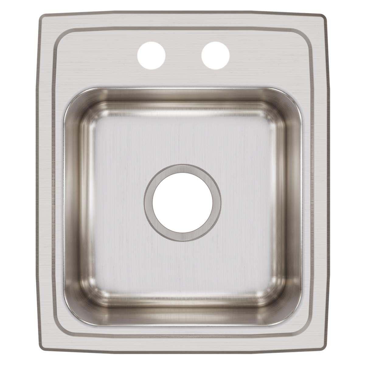 Elkay Lustertone Classic Stainless Steel 15" x 17-1/2" x 7-5/8", 2-Hole Single Bowl Drop-in Bar Sink LR15172