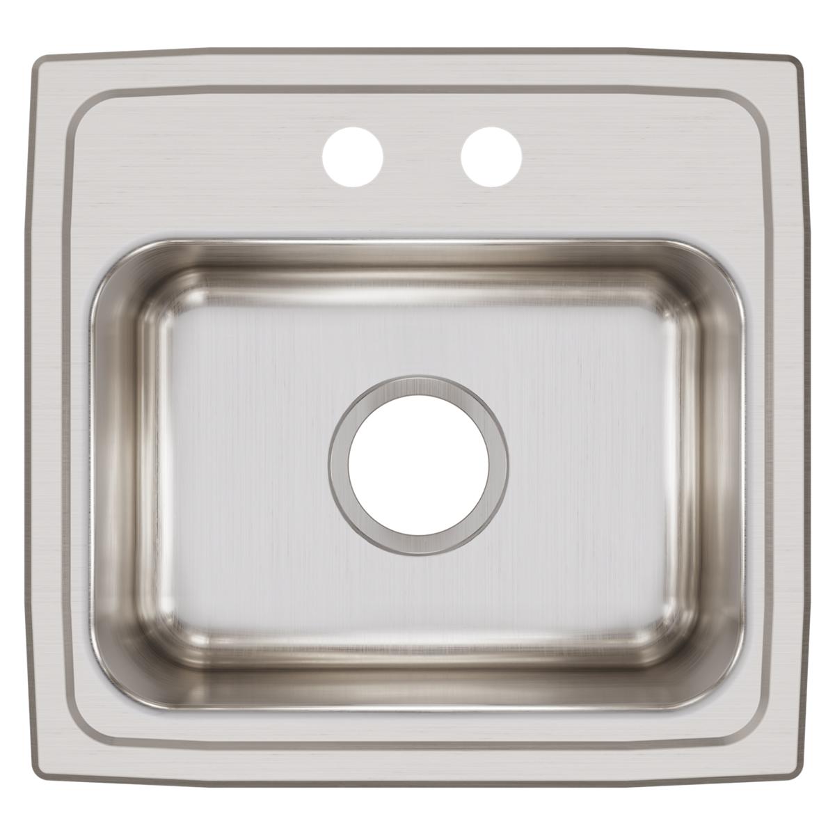 Elkay Lustertone Classic Stainless Steel 17" x 16" x 7-5/8", 2-Hole Single Bowl Drop-in Sink LR17162