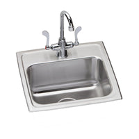 Elkay Lustertone Classic Stainless Steel 17" x 16" x 7-5/8", 1-Hole Single Bowl Drop-in Sink + Faucet Kit LR1716SC