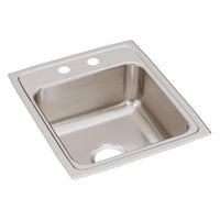 Elkay Lustertone Classic Stainless Steel 17" x 20" x 7-5/8", 2-Hole Single Bowl Drop-in Sink LR17202