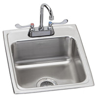 Elkay Lustertone Classic Stainless Steel 17" x 20" x 7-5/8", 2-Hole Single Bowl Drop-in Sink + Faucet Kit LR1720SC