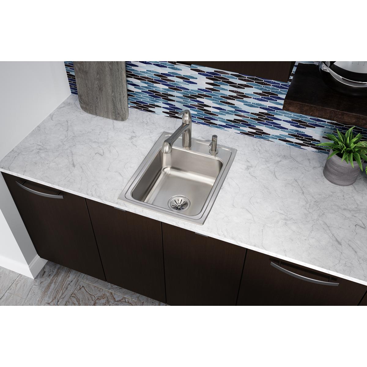 Elkay Lustertone Classic Stainless Steel 17" x 22" x 7-5/8", 1-Hole Single Bowl Drop-in Sink LR17221