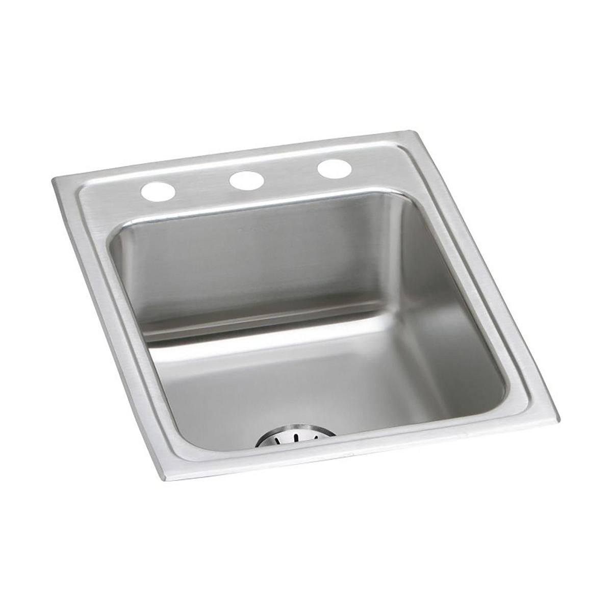 Elkay Lustertone Classic Stainless Steel 17" x 22" x 7-5/8", 3-Hole Single Bowl Drop-in Sink with Perfect Drain LR1722PD3