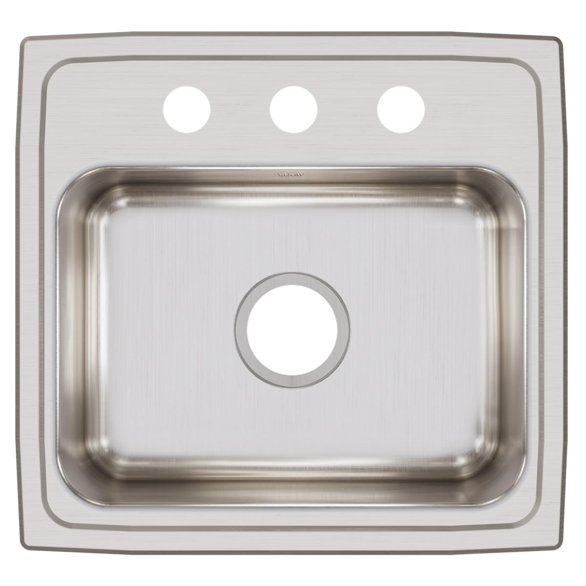 Elkay Lustertone Classic Stainless Steel 19" x 18" x 7-5/8", 3-Hole Single Bowl Drop-in Sink LR19183
