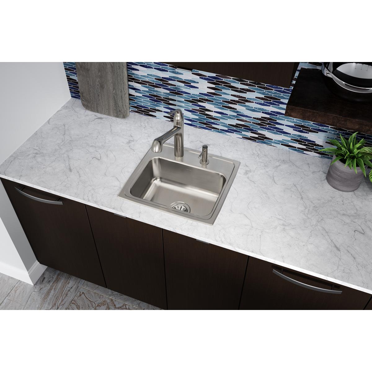 Elkay Lustertone Classic Stainless Steel 19" x 18" x 7-5/8", OS4-Hole Single Bowl Drop-in Sink LR1918OS4