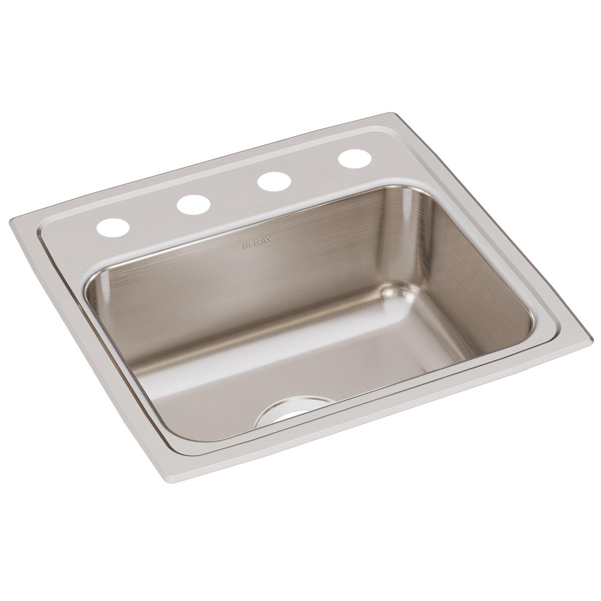 Elkay Lustertone Classic Stainless Steel 19" x 18" x 7-5/8", OS4-Hole Single Bowl Drop-in Sink LR1918OS4