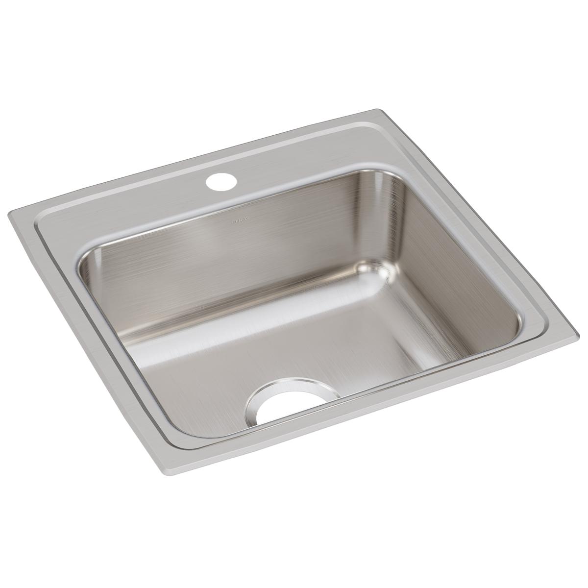 Elkay Lustertone Classic Stainless Steel 19-1/2" x 19" x 7-1/2", 1-Hole Single Bowl Drop-in Sink LR19191