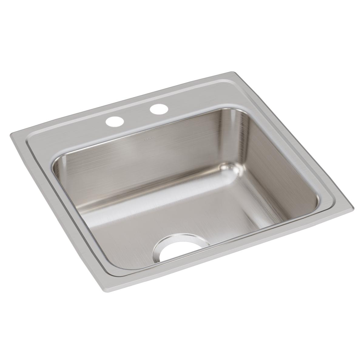 Elkay Lustertone Classic Stainless Steel 19-1/2" x 19" x 7-1/2", 2-Hole Single Bowl Drop-in Sink LR19192