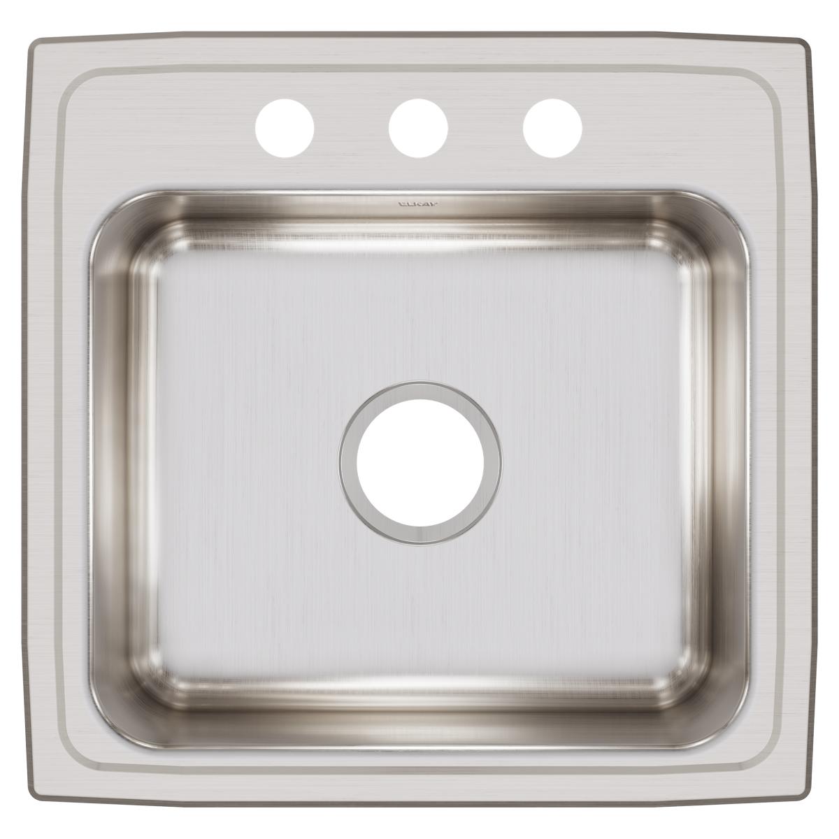 Elkay Lustertone Classic Stainless Steel 19-1/2" x 19" x 7-1/2", 3-Hole Single Bowl Drop-in Sink LR19193