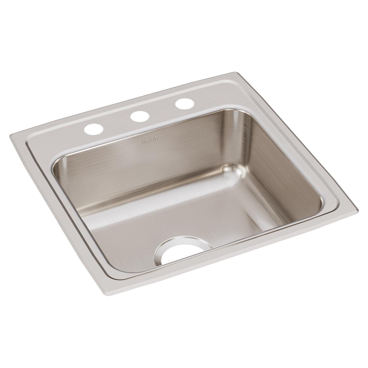 Elkay Lustertone Classic Stainless Steel 19-1/2" x 19" x 7-1/2", 3-Hole Single Bowl Drop-in Sink LR19193