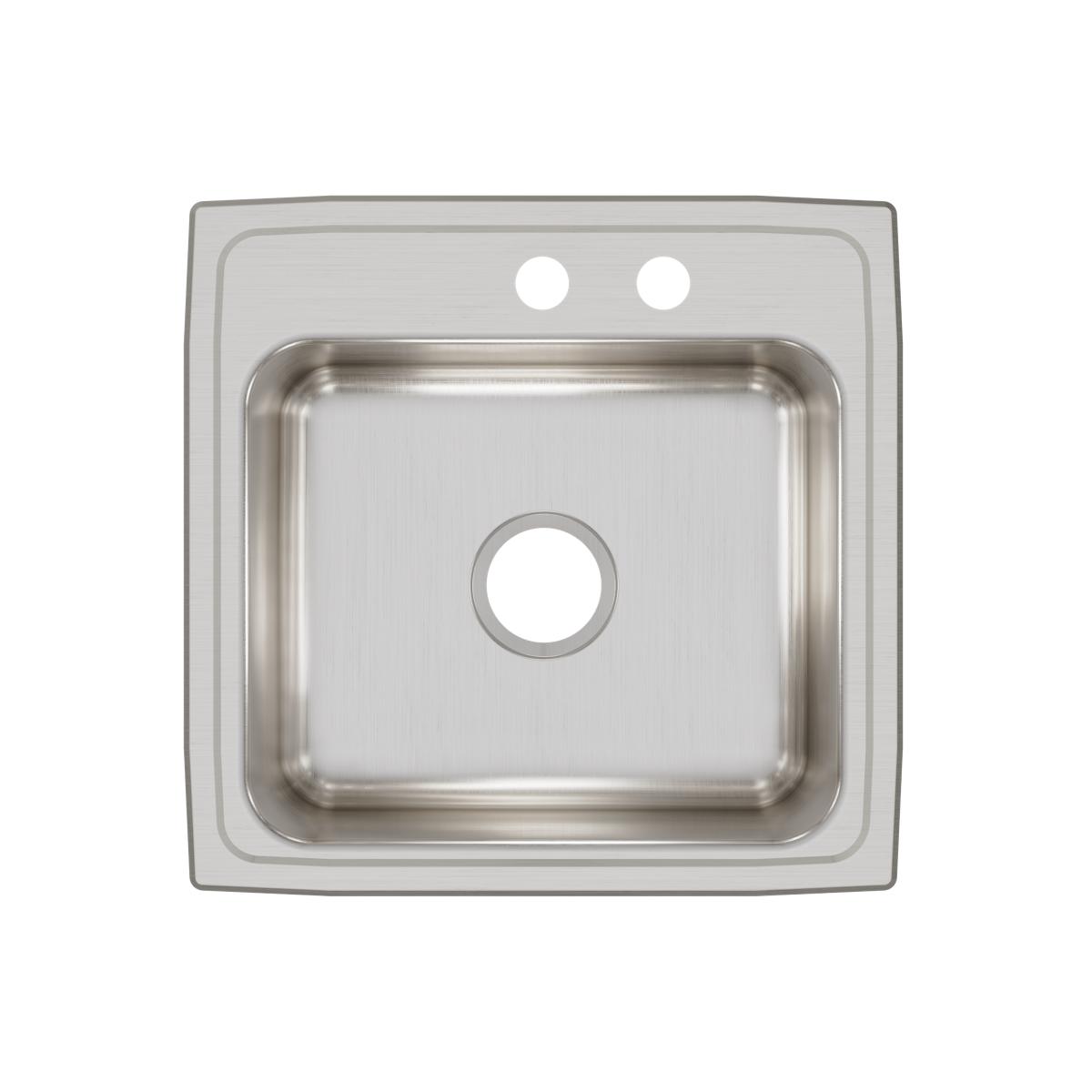 Elkay Lustertone Classic Stainless Steel 19-1/2" x 19" x 7-1/2", MR2-Hole Single Bowl Drop-in Sink LR1919MR2