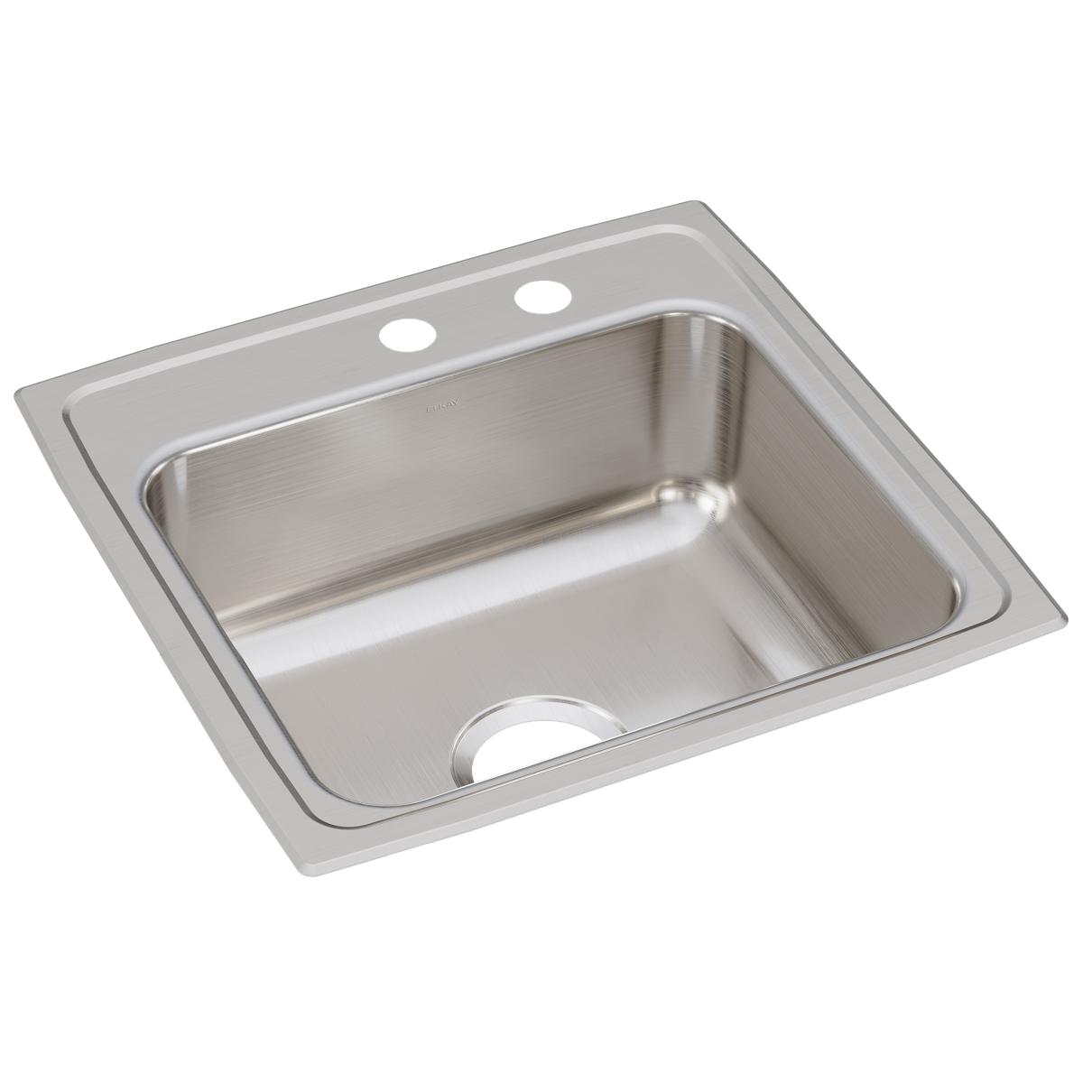 Elkay Lustertone Classic Stainless Steel 19-1/2" x 19" x 7-1/2", MR2-Hole Single Bowl Drop-in Sink LR1919MR2