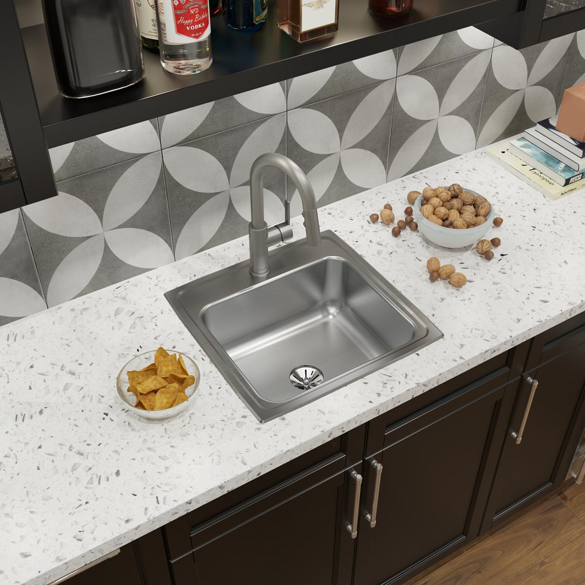 Elkay Lustertone Classic Stainless Steel 19-1/2" x 19" x 7-1/2", Single Bowl Drop-in Sink with Perfect Drain LR1919PD1