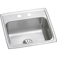 Elkay Lustertone Classic Stainless Steel 19-1/2" x 19" x 7-1/2", 2-Hole Single Bowl Drop-in Sink with Perfect Drain LR1919PD2
