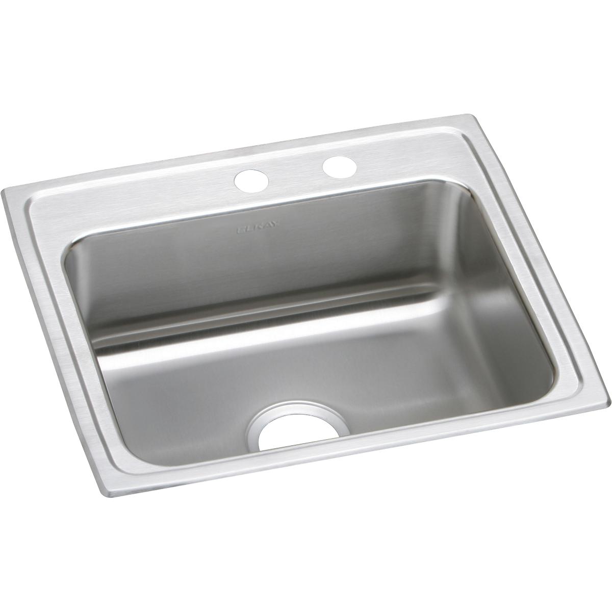Elkay Lustertone Classic Stainless Steel 22" x 19-1/2" x 7-5/8", MR2-Hole Single Bowl Drop-in Sink LR2219MR2