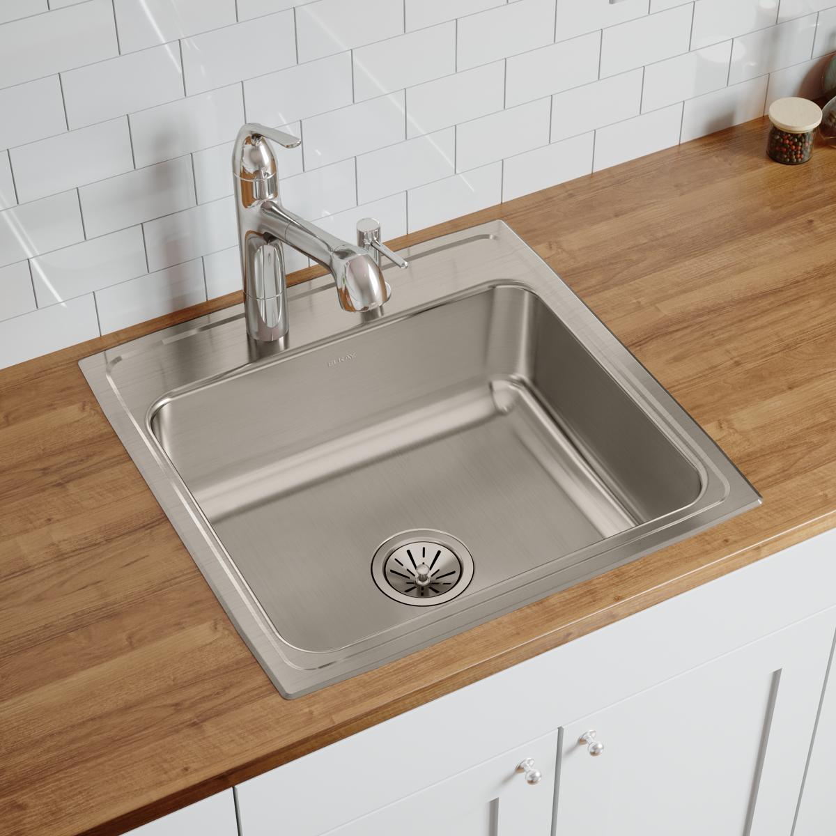Elkay Lustertone Classic Stainless Steel 22" x 22" x 7-5/8", Single Bowl Drop-in Sink LR22224