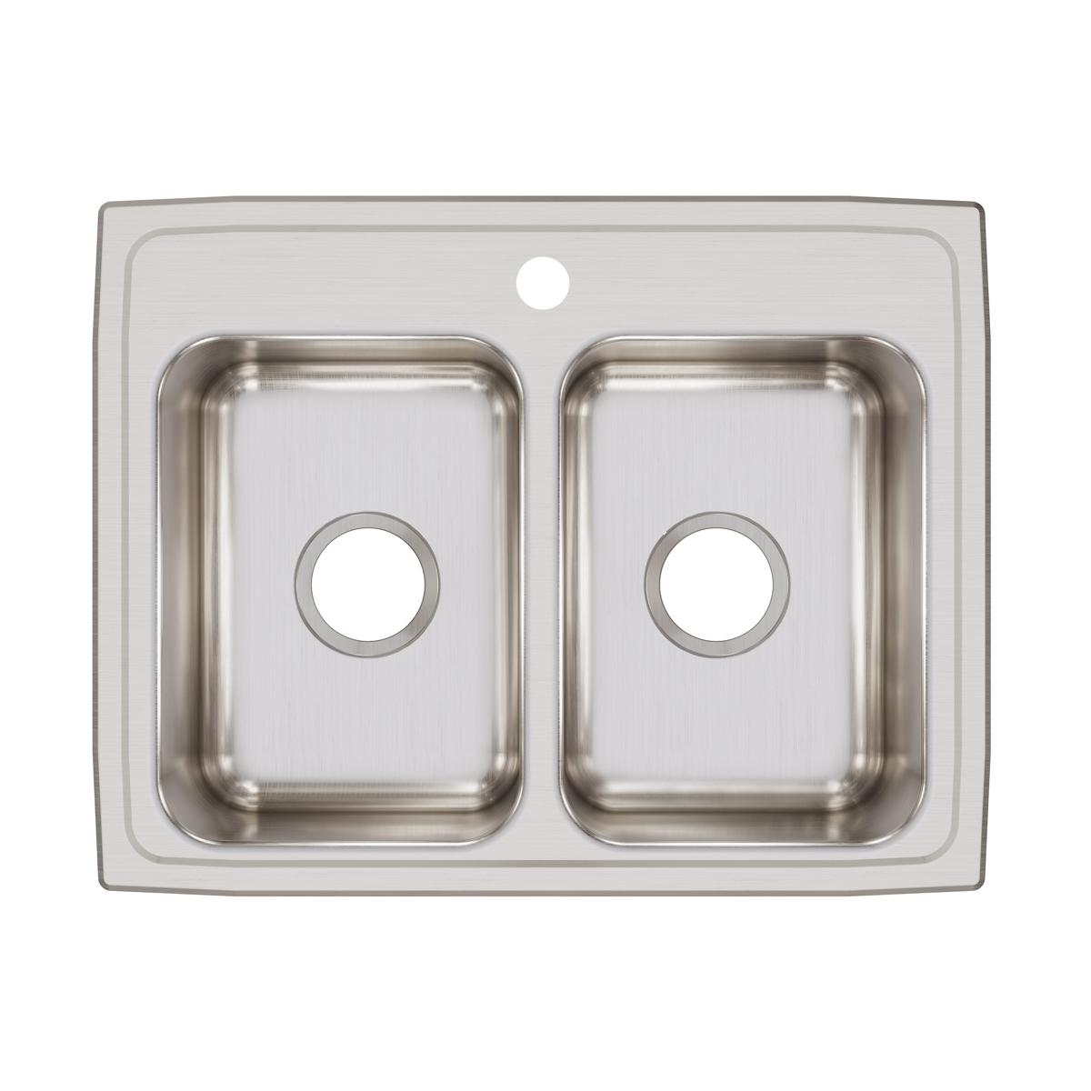 Elkay Lustertone Classic Stainless Steel 25" x 19-1/2" x 7-5/8", Equal Double Bowl Drop-in Sink LR25191