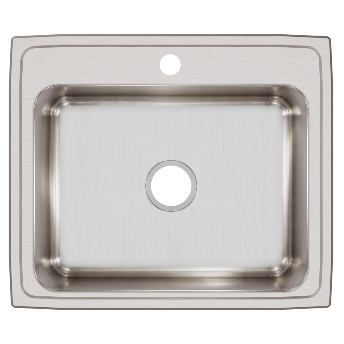Elkay Lustertone Classic Stainless Steel 25" x 21-1/4" x 7-7/8", 1-Hole Single Bowl Drop-in Sink LR25211