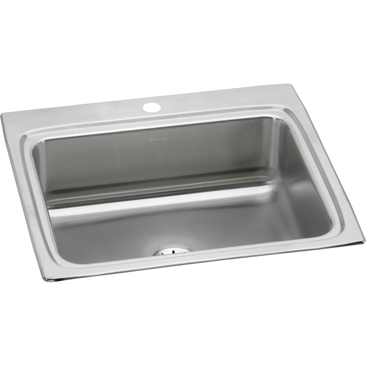 Elkay Lustertone Classic Stainless Steel 25" x 22" x 8-1/8", 1-Hole Single Bowl Drop-in Sink with Perfect Drain LR2522PD1
