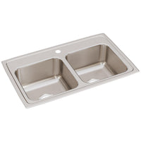 Elkay Lustertone Classic Stainless Steel 29" x 18" x 7-5/8", 1-Hole Equal Double Bowl Drop-in Sink LR29181