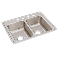 Elkay Lustertone Classic Stainless Steel 29" x 22" x 7-5/8", 4-Hole Equal Double Bowl Drop-in Sink LR29224