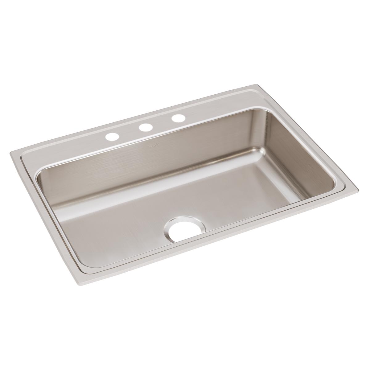 Elkay Lustertone Classic Stainless Steel 31" x 22" x 7-5/8", 3-Hole Single Bowl Drop-in Sink LR31223