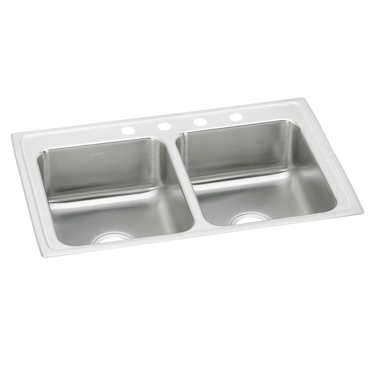 Elkay Lustertone Classic Stainless Steel 37" x 22" x 7-5/8", MR2-Hole Equal Double Bowl Drop-in Sink LR3722MR2