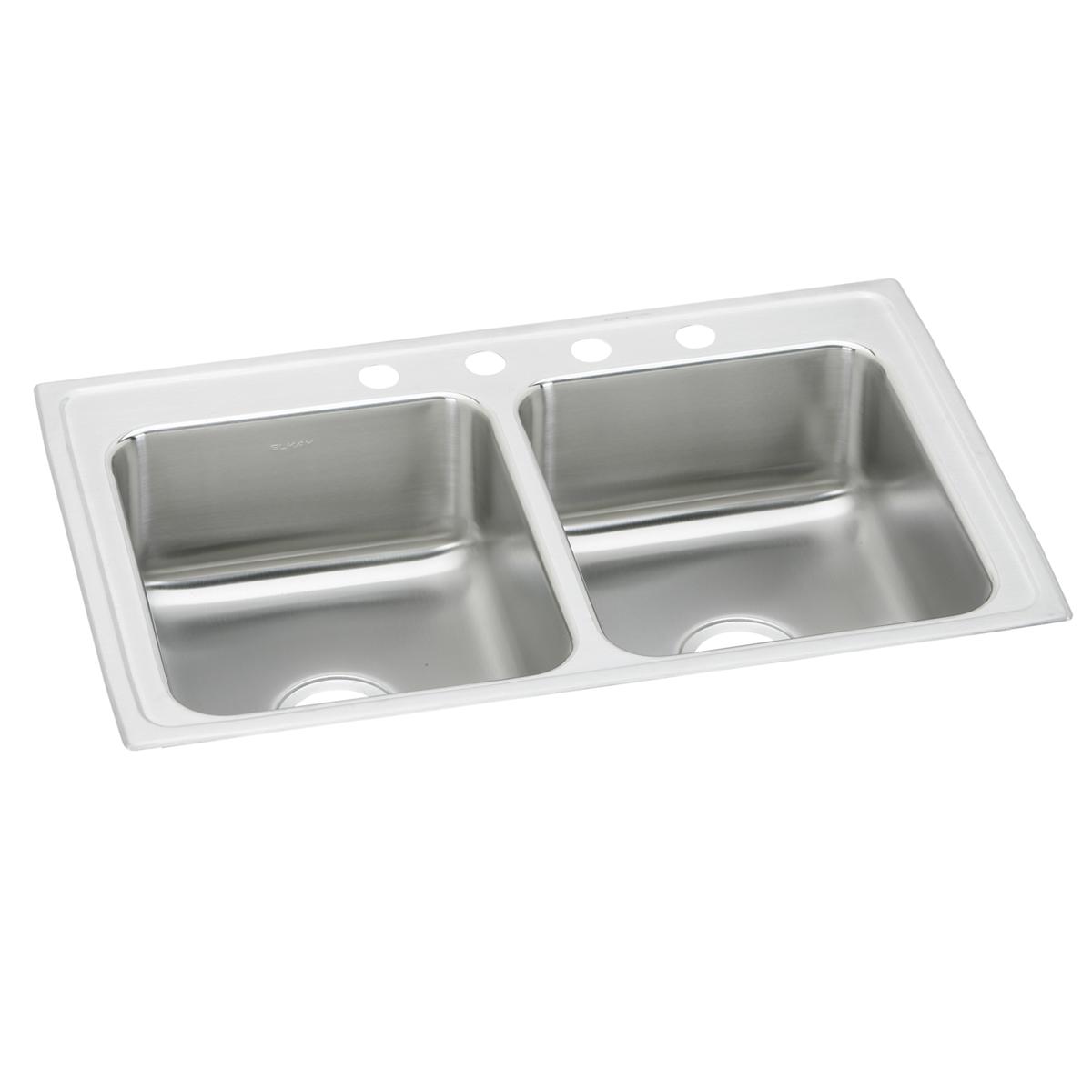 Elkay Lustertone Classic Stainless Steel 43" x 22" x 7-5/8", Equal Double Bowl Drop-in Sink LR43224