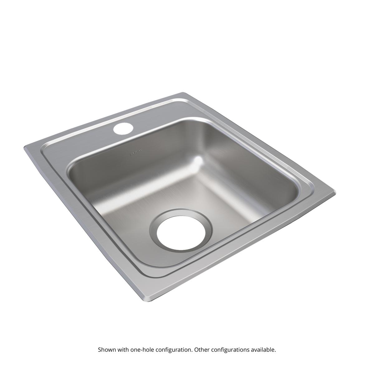Elkay Lustertone Classic Stainless Steel 15" x 17-1/2" x 6-1/2", MR2-Hole Single Bowl Drop-in ADA Sink LRAD151765MR2