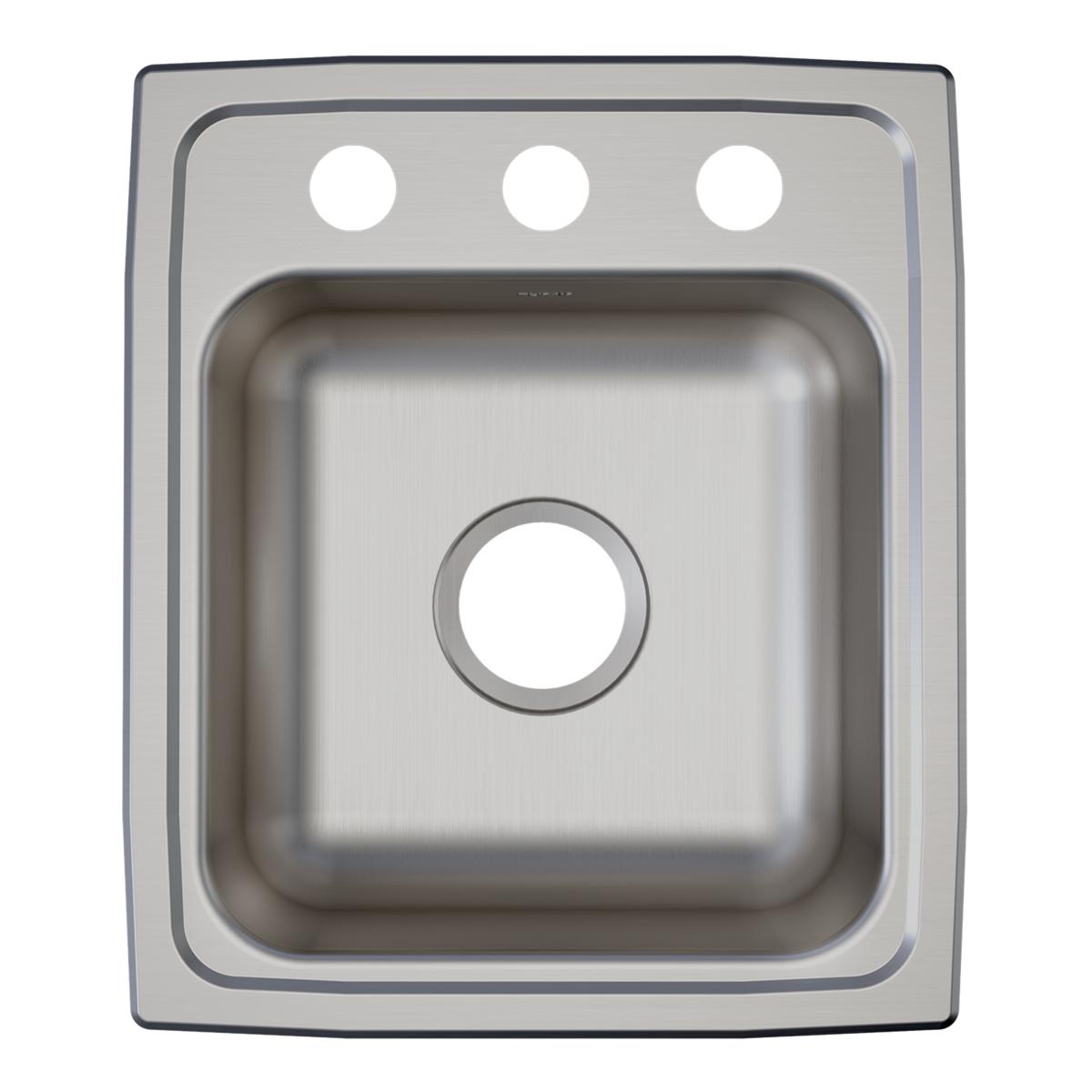 Elkay Lustertone Classic Stainless Steel 15" x 17-1/2" x 5-1/2", 3-Hole Single Bowl Drop-in ADA Sink LRAD1517553