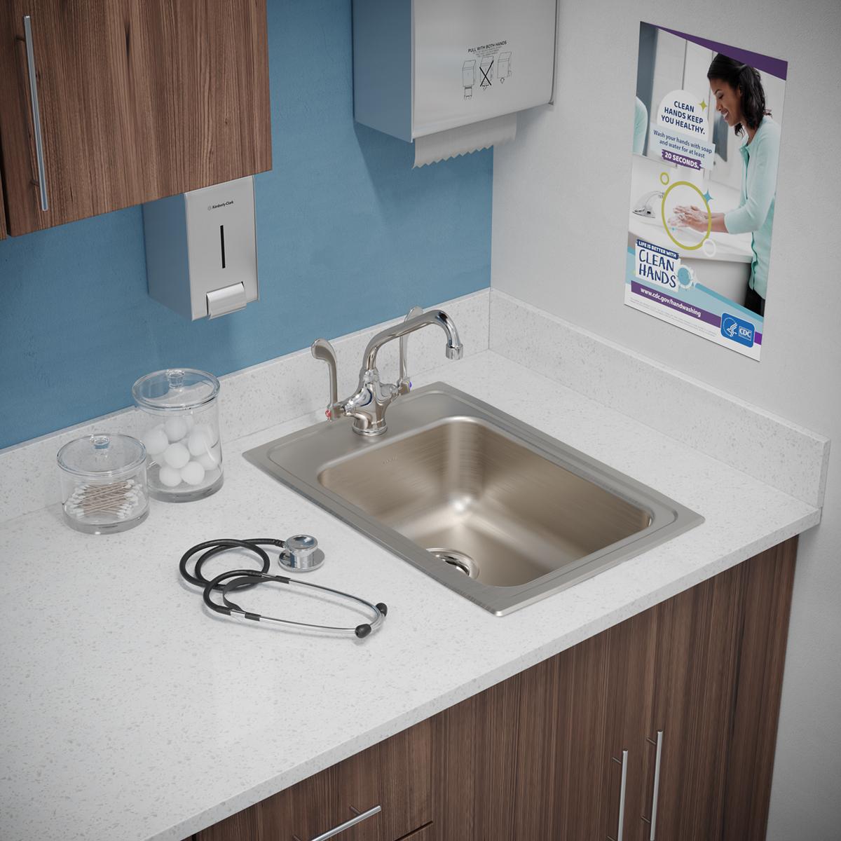 Elkay Lustertone Classic Stainless Steel 15" x 22" x 6-1/2", 1-Hole Single Bowl Drop-in ADA Sink LRAD1522651