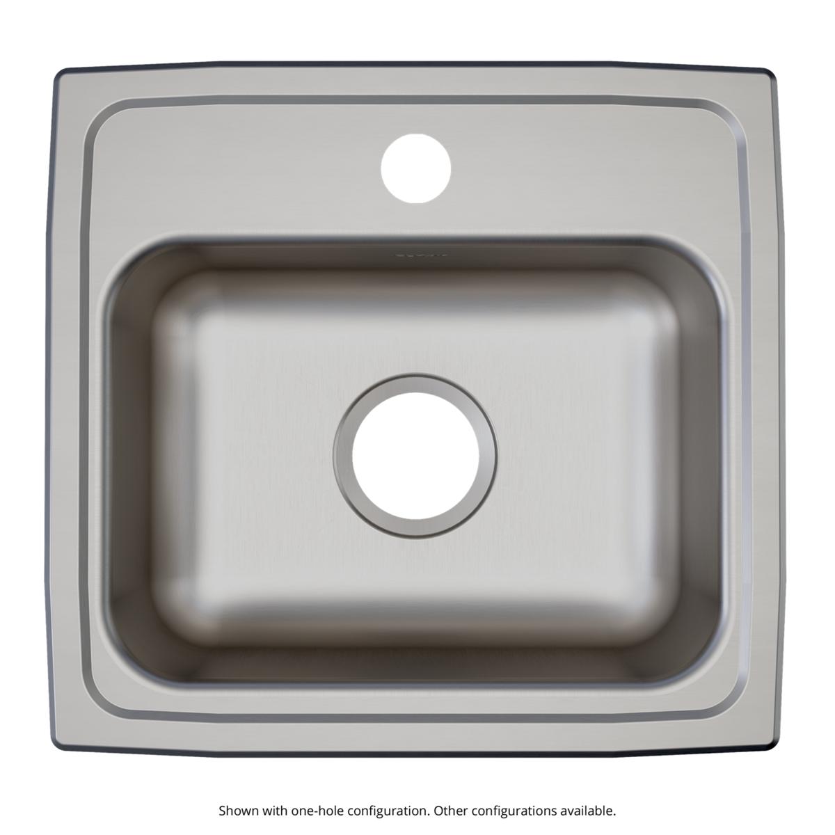 Elkay Lustertone Classic Stainless Steel 17" x 16" x 6", 2-Hole Single Bowl Drop-in ADA Sink LRAD1716602
