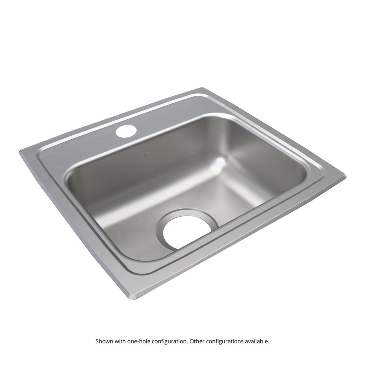 Elkay Lustertone Classic Stainless Steel 17" x 16" x 6", 2-Hole Single Bowl Drop-in ADA Sink LRAD1716602