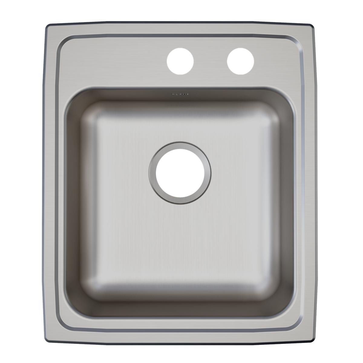Elkay Lustertone Classic Stainless Steel 17" x 20" x 6", MR2-Hole Single Bowl Drop-in ADA Sink LRAD172060MR2