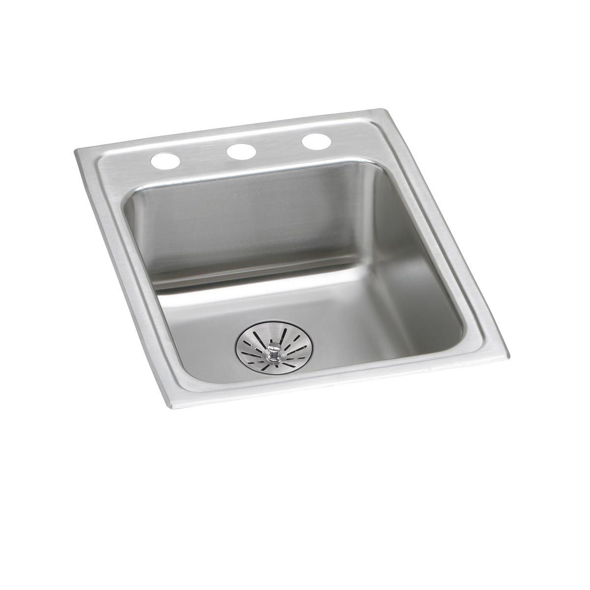 Elkay Lustertone Classic Stainless Steel 17" x 22" x 6-1/2", 3-Hole Single Bowl Drop-in ADA Sink with Perfect Drain LRAD172265PD3