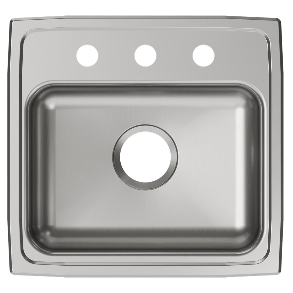 Elkay Lustertone Classic Stainless Steel 19" x 18" x 5-1/2", 3-Hole Single Bowl Drop-in ADA Sink LRAD1918553