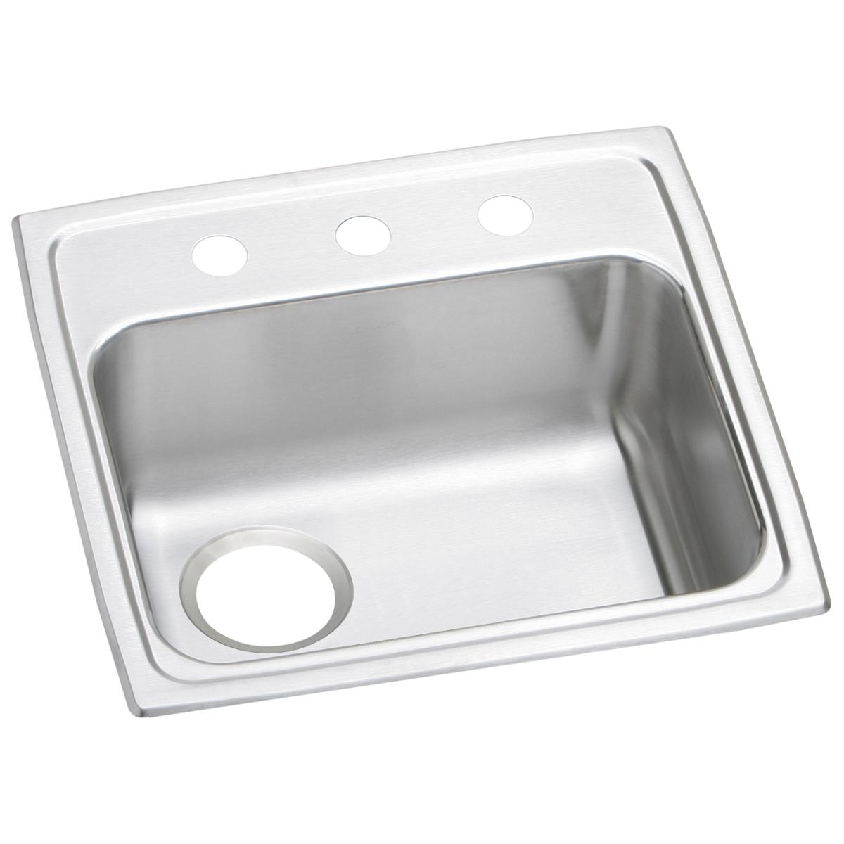 Elkay Lustertone Classic Stainless Steel 19" x 18" x 6", 3-Hole Single Bowl Drop-in ADA Sink with Left Drain LRAD191860L3