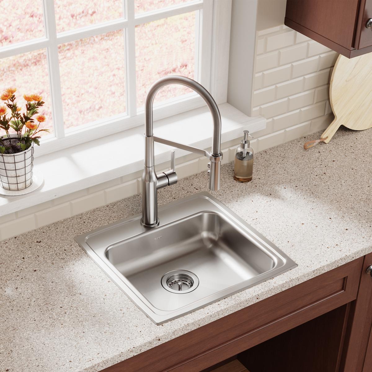 Elkay Lustertone Classic Stainless Steel 19-1/2" x 19" x 5", 1-Hole Single Bowl Drop-in ADA Sink LRAD1919501