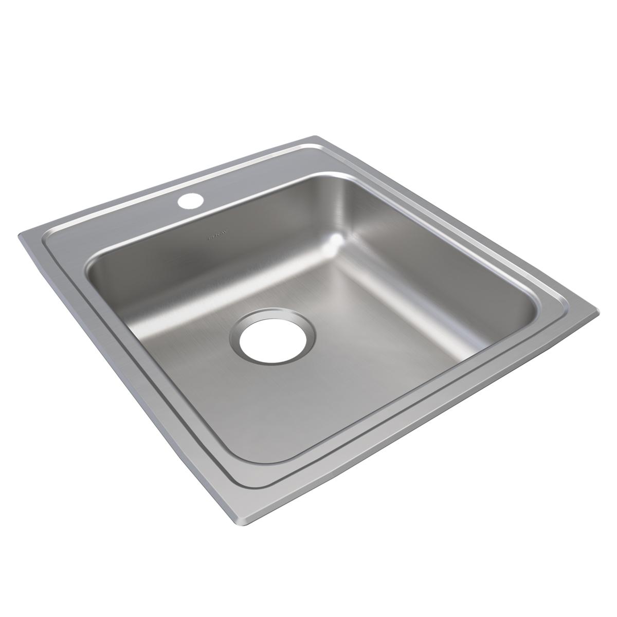 Elkay Lustertone Classic Stainless Steel 19-1/2" x 22" x 6-1/2", 1-Hole Single Bowl Drop-in ADA Sink LRAD2022651