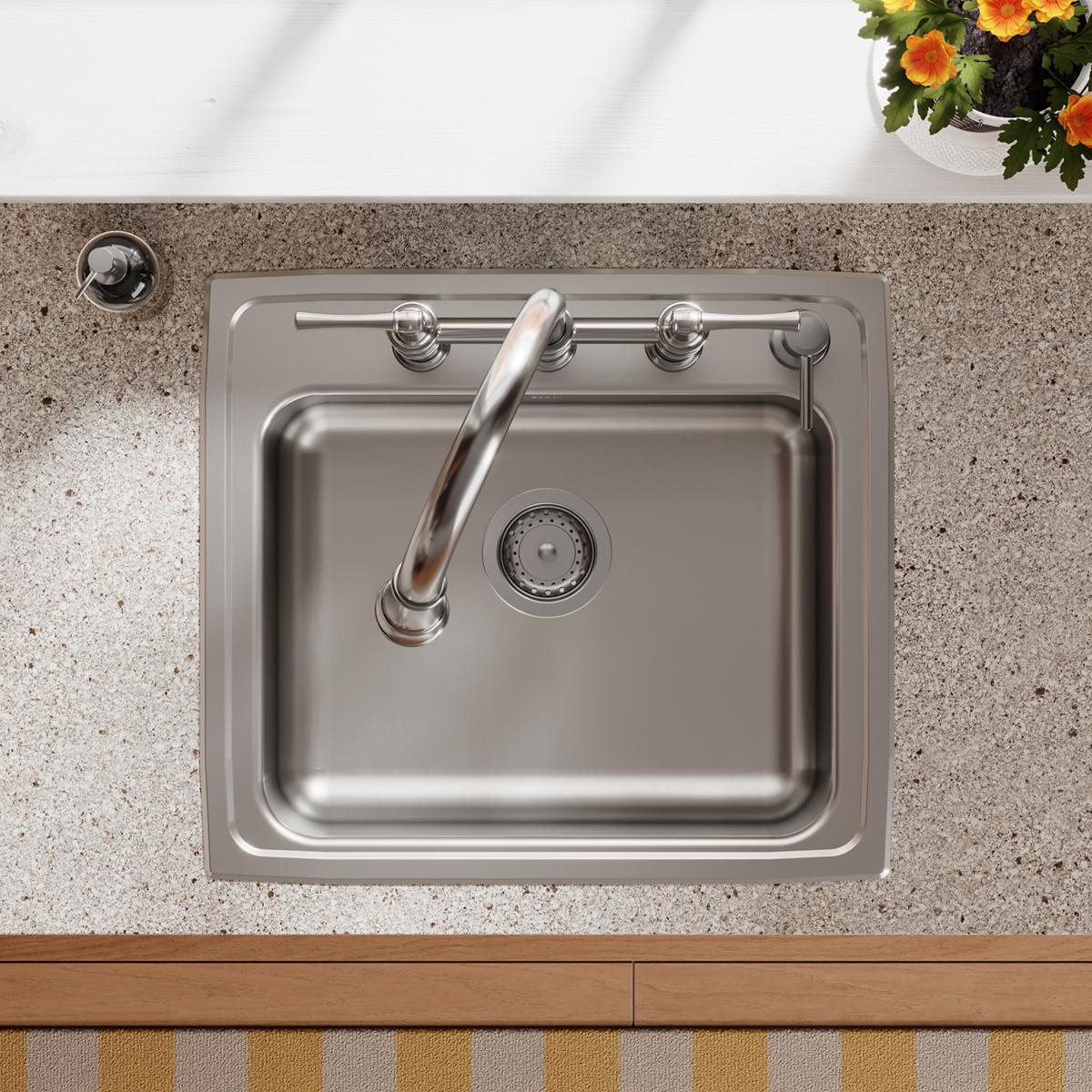 Elkay Lustertone Classic Stainless Steel 22" x 19-1/2" x 6-1/2", Single Bowl Drop-in ADA Sink LRAD2219654