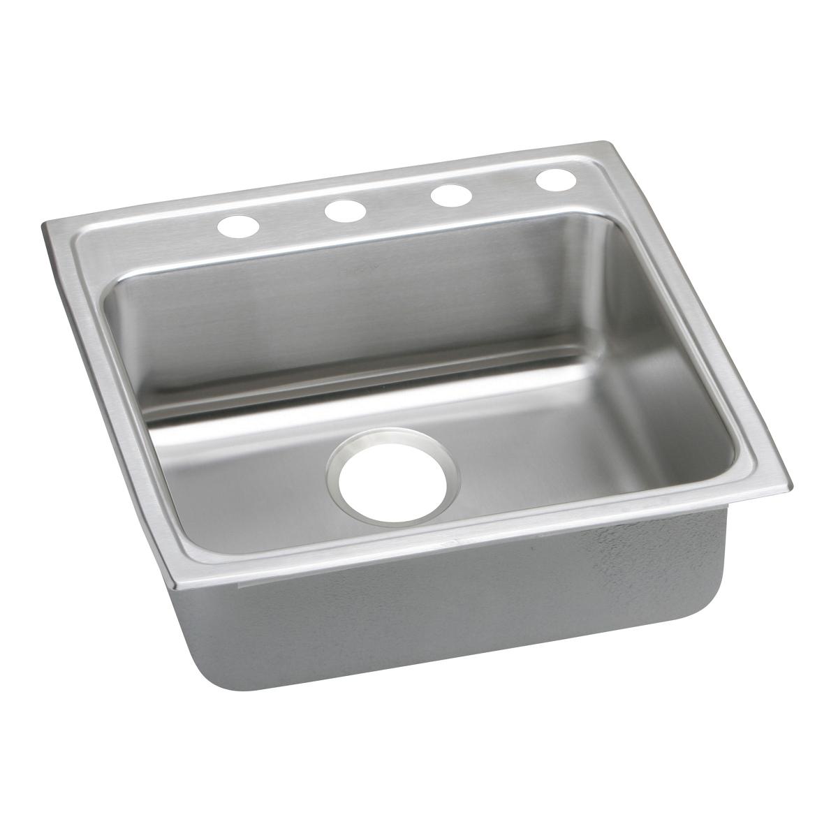 Elkay Lustertone Classic Stainless Steel 22" x 22" x 6-1/2", 3-Hole Single Bowl Drop-in ADA Sink with Quick-clip LRADQ2222653