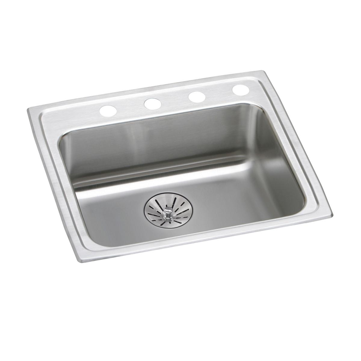 Elkay Lustertone Classic Stainless Steel 25" x 21-1/4" x 6-1/2", Single Bowl Drop-in ADA Sink with Perfect Drain LRAD252165PD3