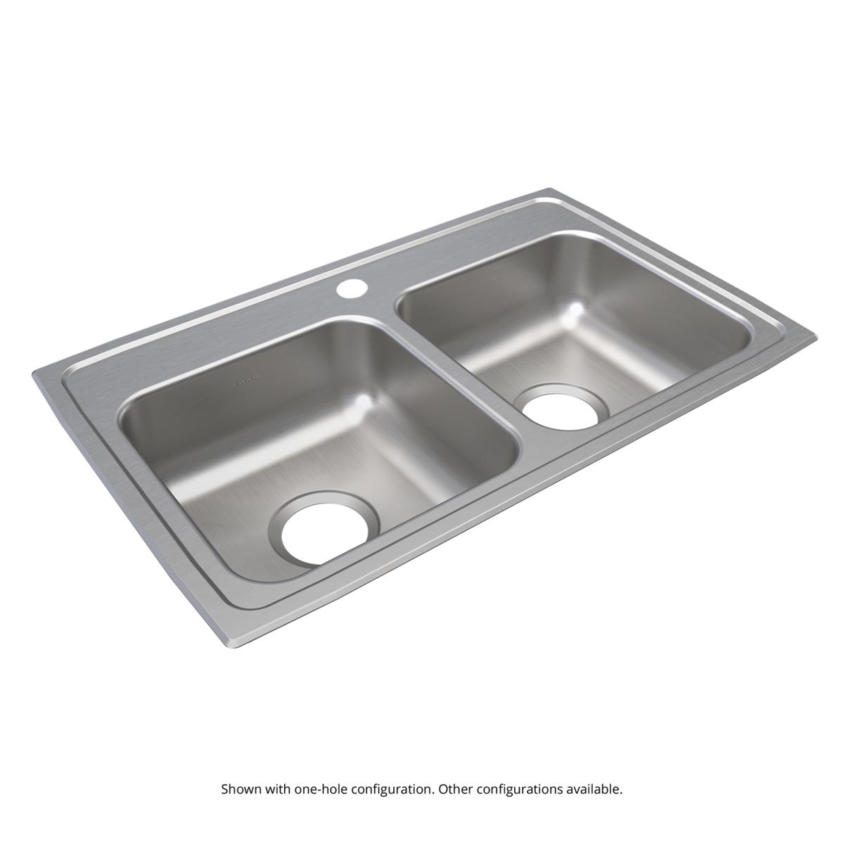 Elkay Lustertone Classic Stainless Steel 29" x 18" x 6", 1-Hole Equal Double Bowl Drop-in ADA Sink LRAD2918601