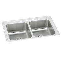 Elkay Lustertone Classic Stainless Steel 29" x 18" x 6-1/2", 2-Hole Equal Double Bowl Drop-in ADA Sink with Perfect Drain LRAD291865PD2