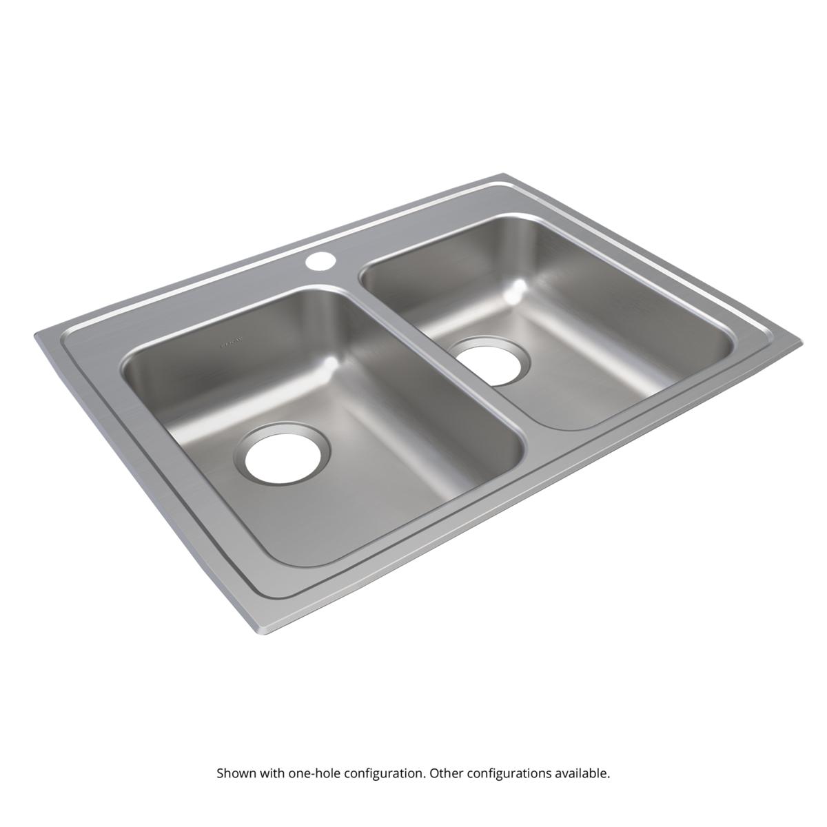 Elkay Lustertone Classic Stainless Steel 29" x 22" x 5-1/2", 1-Hole Equal Double Bowl Drop-in ADA Sink LRAD2922551