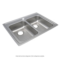 Elkay Lustertone Classic Stainless Steel 29" x 22" x 5-1/2", 1-Hole Equal Double Bowl Drop-in ADA Sink LRAD2922551