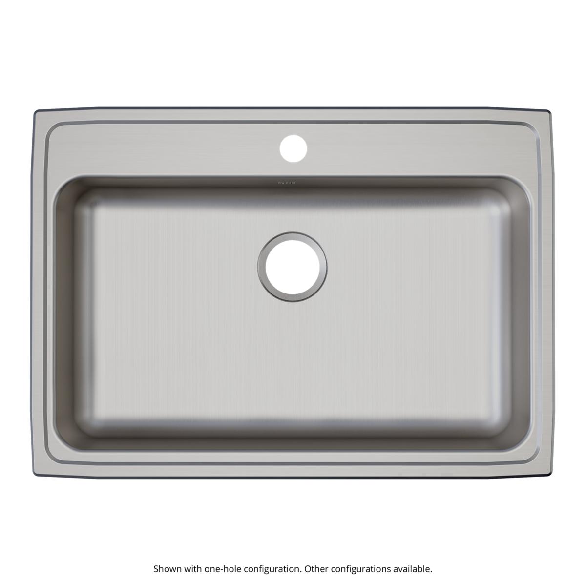 Elkay Lustertone Classic Stainless Steel 31" x 22" x 6", 2-Hole Single Bowl Drop-in ADA Sink LRAD3122602