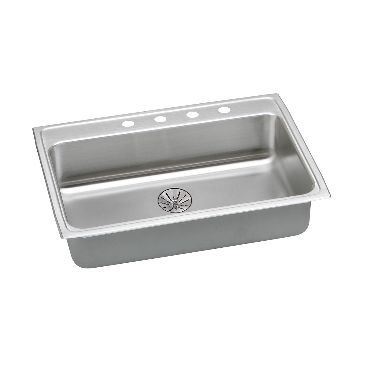 Elkay Lustertone Classic Stainless Steel 31" x 22" x 6-1/2", 3-Hole Single Bowl Drop-in ADA Sink with Perfect Drain and Quick-clip LRADQ312265PD3