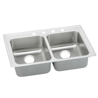 Elkay Lustertone Classic Stainless Steel 33" x 19-1/2" x 6", 3-Hole Equal Double Bowl Drop-in ADA Sink with Quick-clip LRADQ3319603