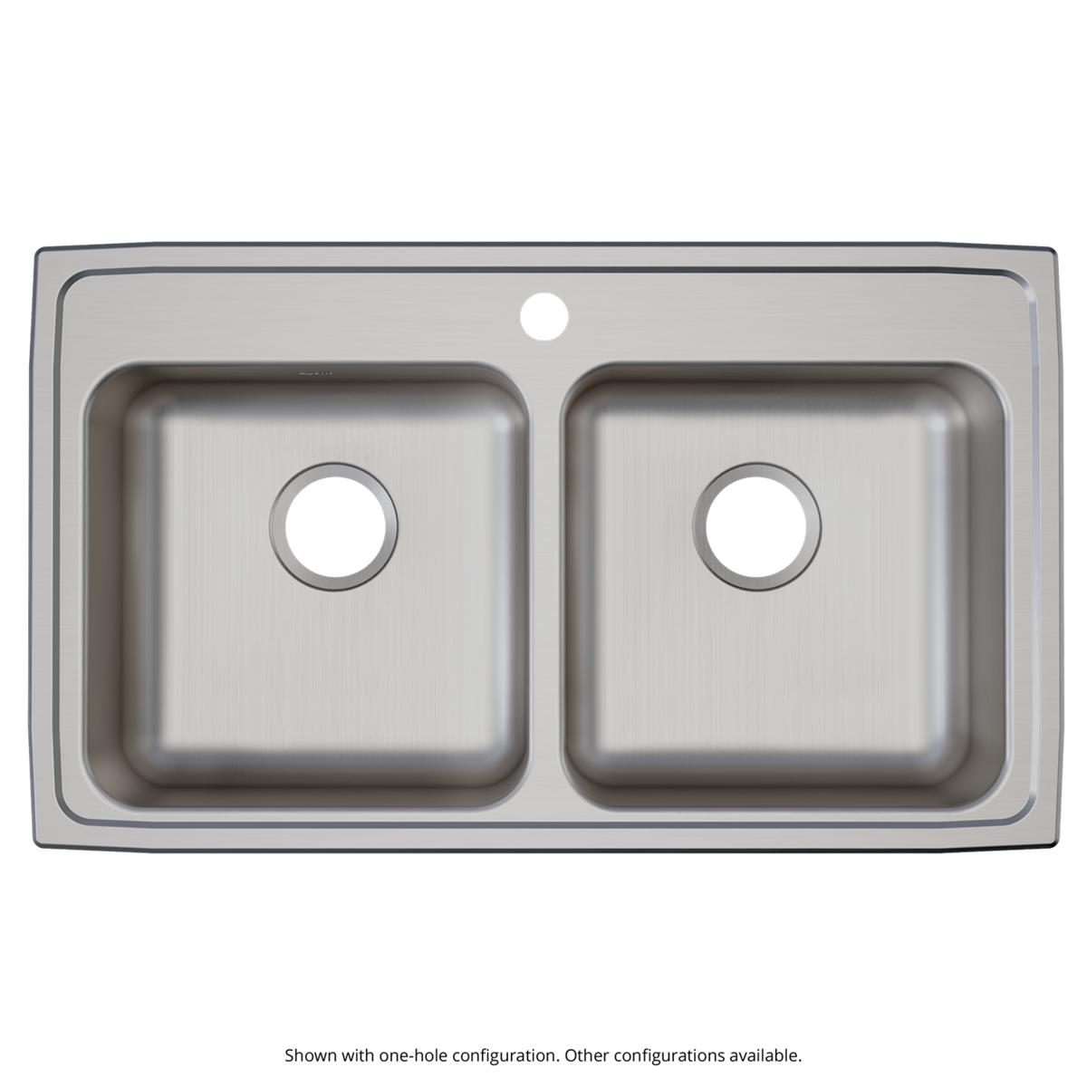 Elkay Lustertone Classic Stainless Steel 33" x 19-1/2" x 6", 4-Hole Equal Double Bowl Drop-in ADA Sink LRAD3319604